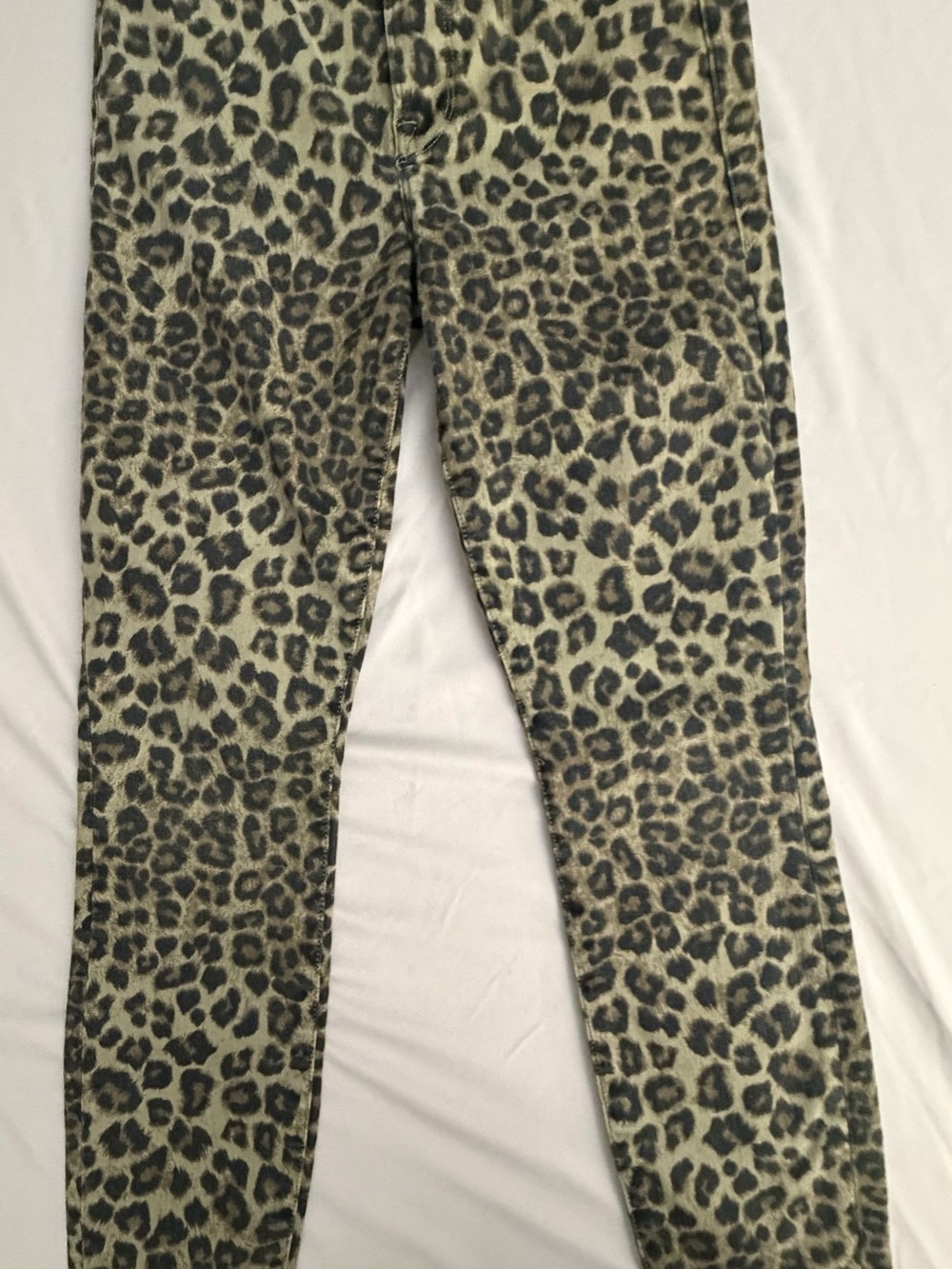 Good American Olive and Black Leopard Skinny Jeans